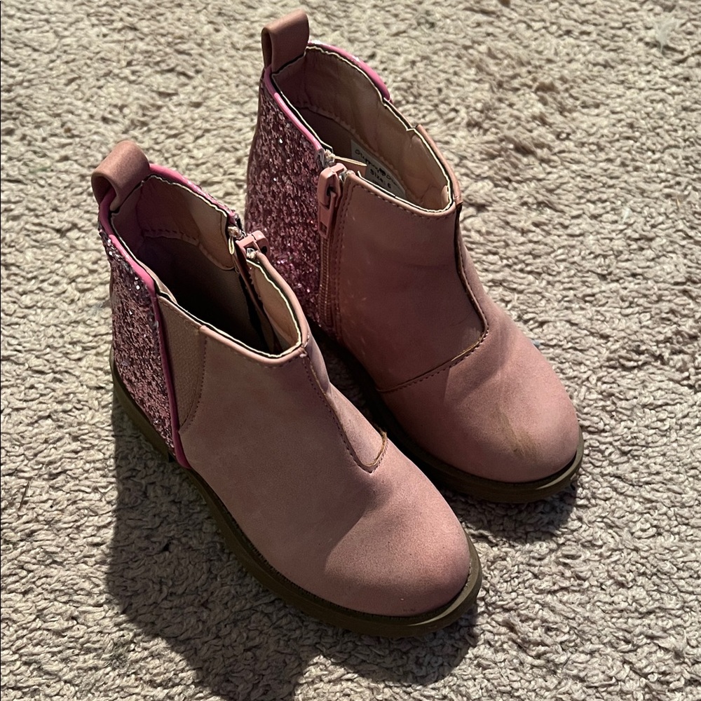 Chic Pink Glitter Kids Boots